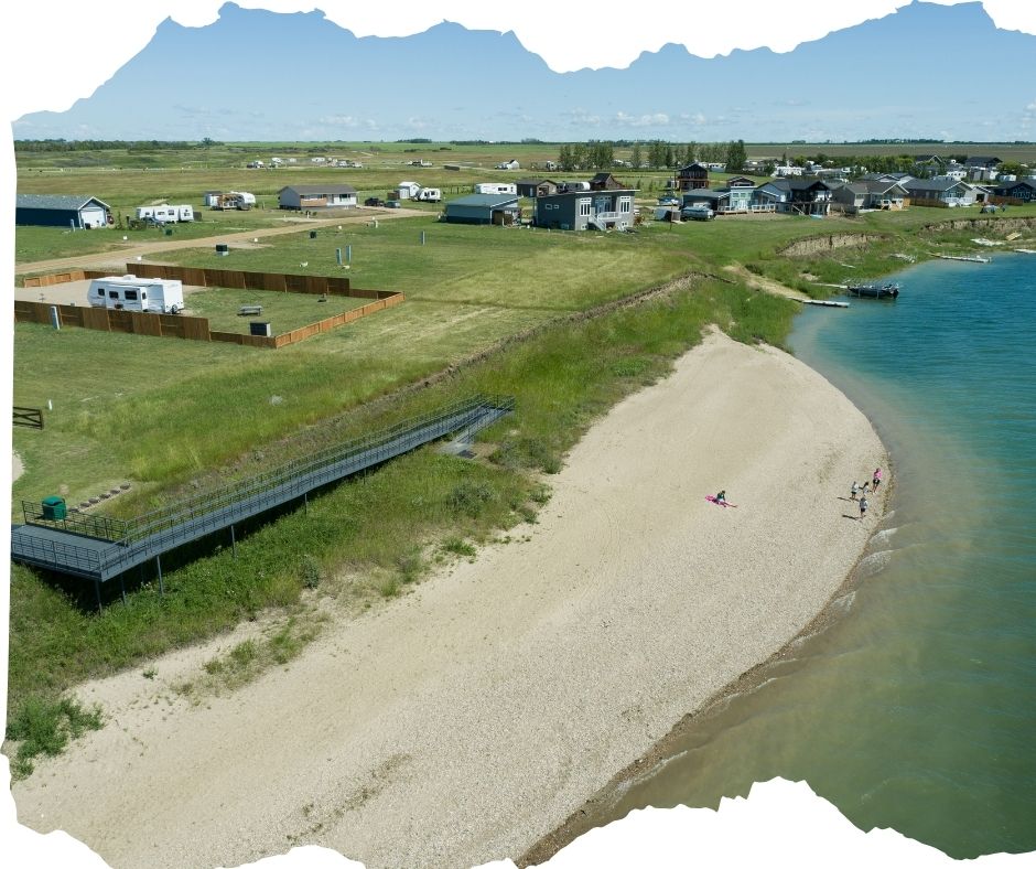 Beach with access ramp at Sunset Beach at Lake Diefenbaker